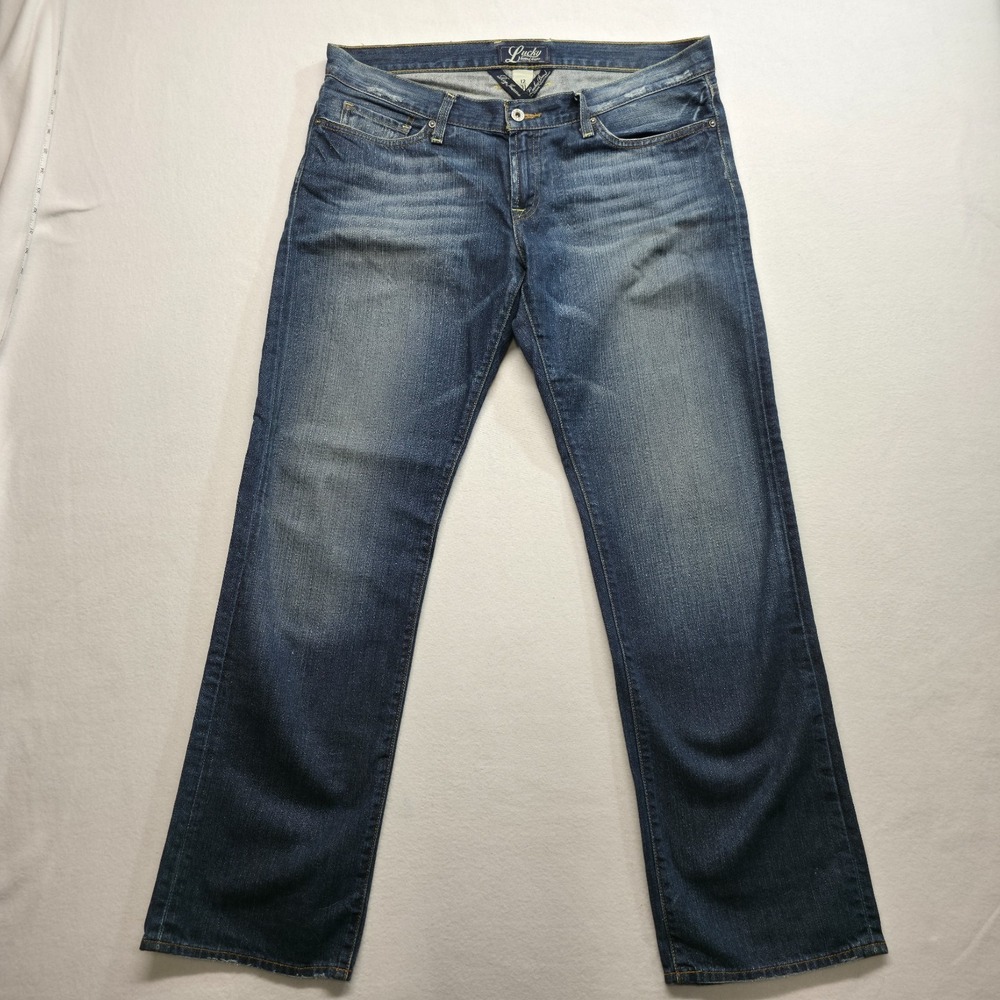 Lucky Brand Women's Straight Leg Distressed Denim‎ Blue Jeans Size 12/31 (36X32)